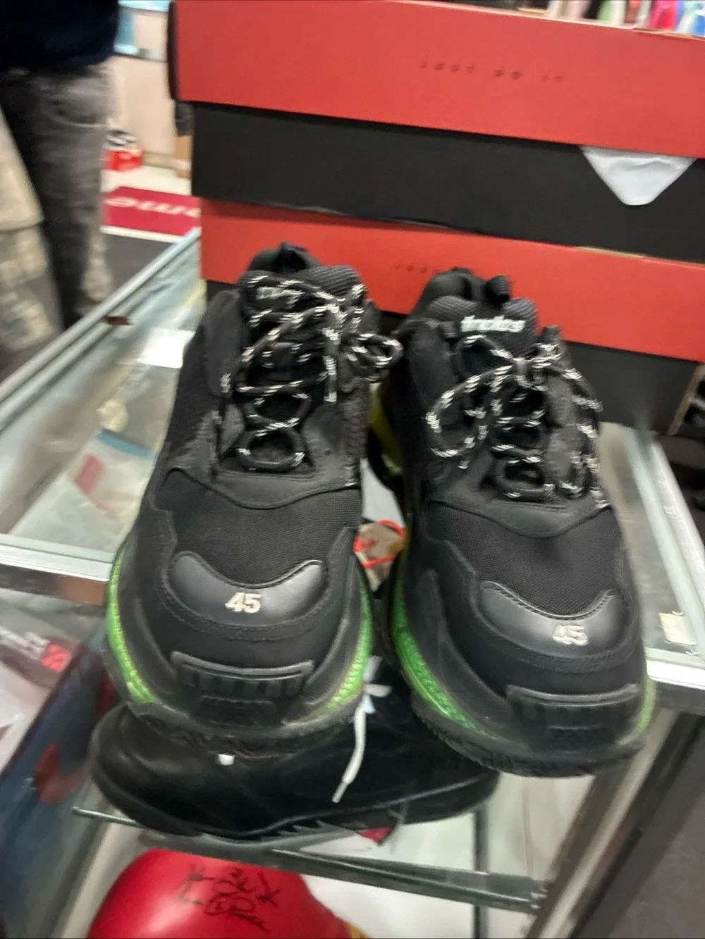 Balenciaga Triple S Clear Sole Black/Green Low Top Sneakers 541624W090N EUR 45